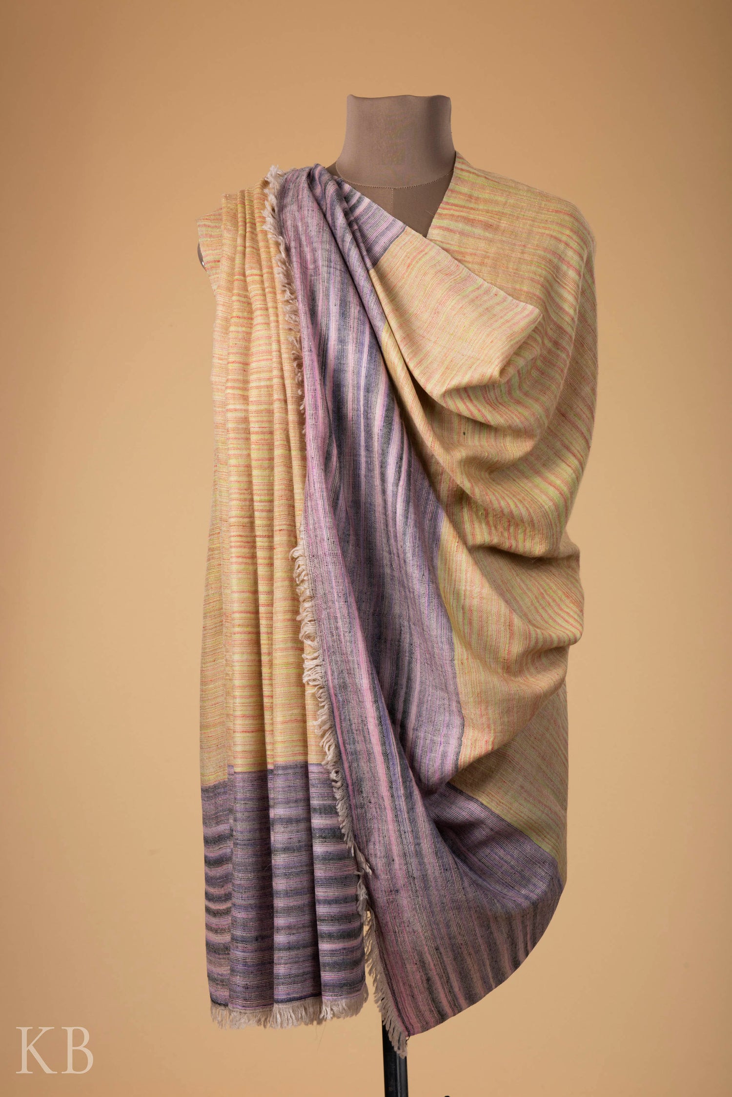 Multicolored Ikkat Designed Pashmina Shawl - Main Image