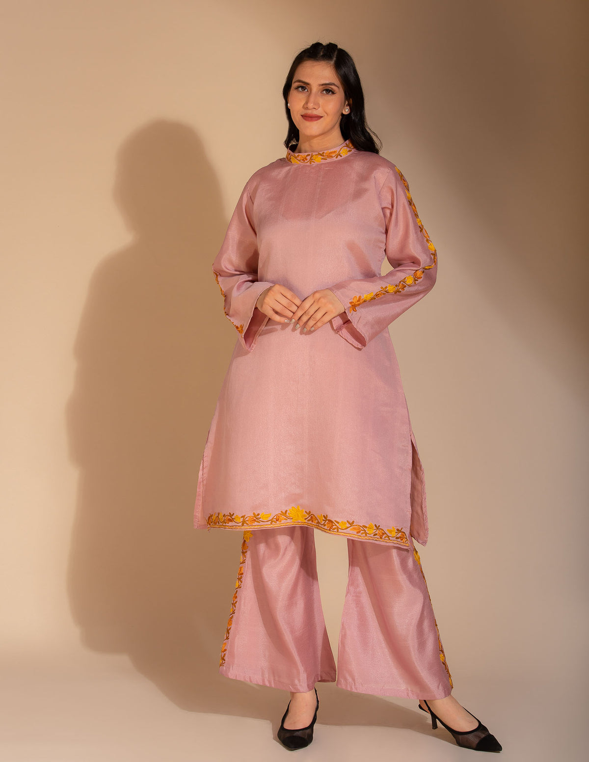 Nazakat Aari Embroidered Silk Cordset - Kashmir Box