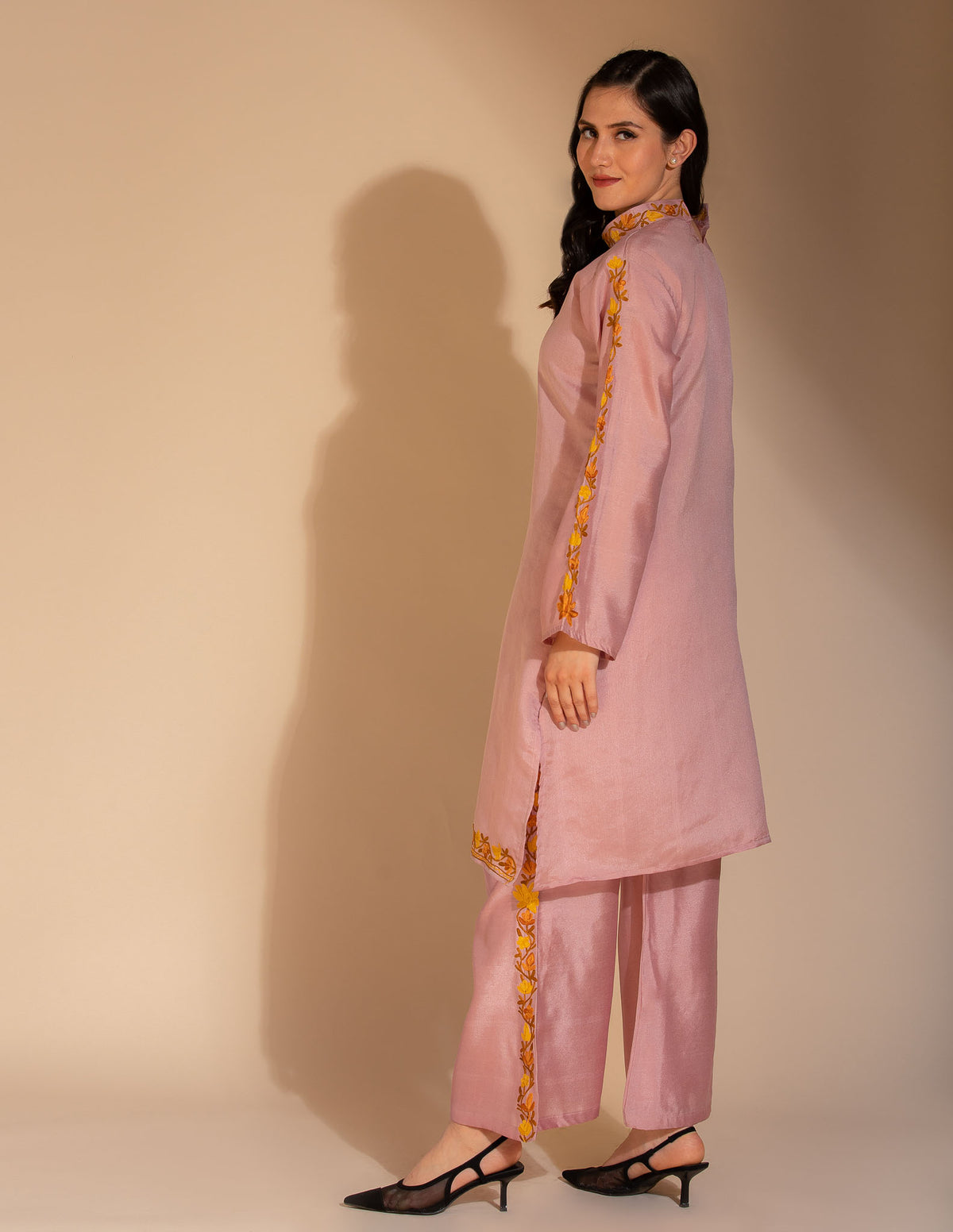 Nazakat Aari Embroidered Silk Cordset - Kashmir Box