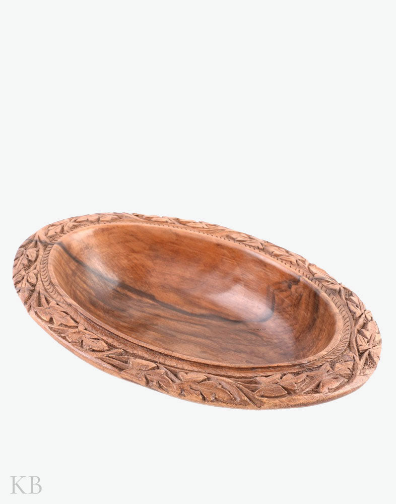 Walnut Wood Carved Bowl - Kashmir Box