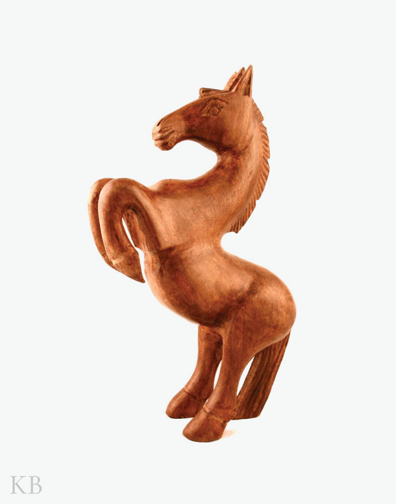 Walnut Wood Bent Front Knees Horse (Large) - Kashmir Box