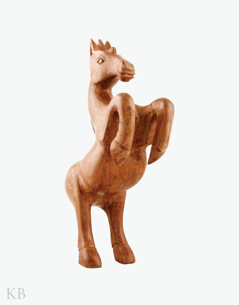 Walnut Wood Bent Front Knees Horse (Large) - Kashmir Box