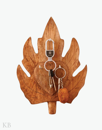 Walnut Wood Medium Chinar Key Hanger - KashmirBox.com