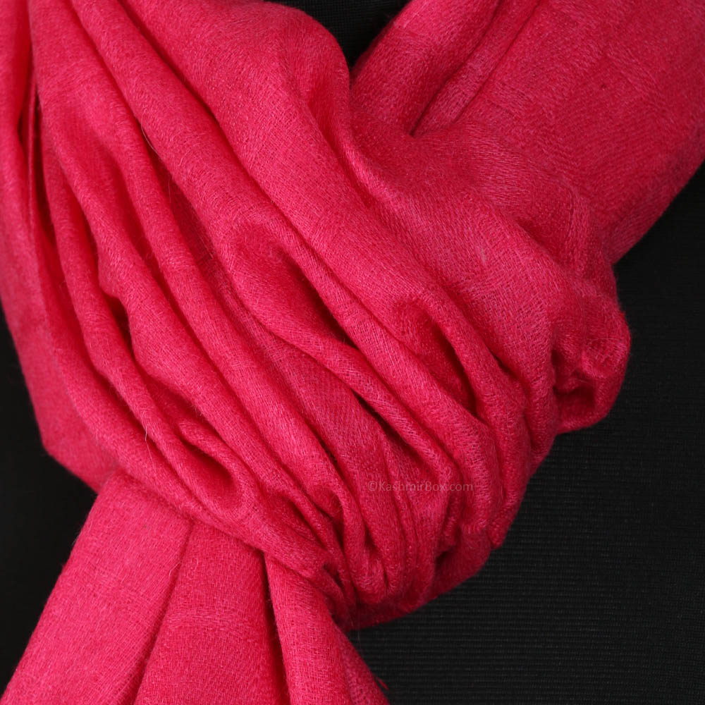 Pink Squared Woolen Stole - KashmirBox.com