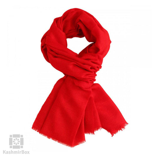 Red Basket Weave Woolen Stole - KashmirBox.com