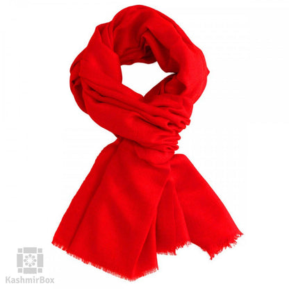 Plain Red Woolen Stole - KashmirBox.com