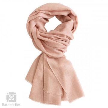 Light Pink  Woolen Stole - KashmirBox.com
