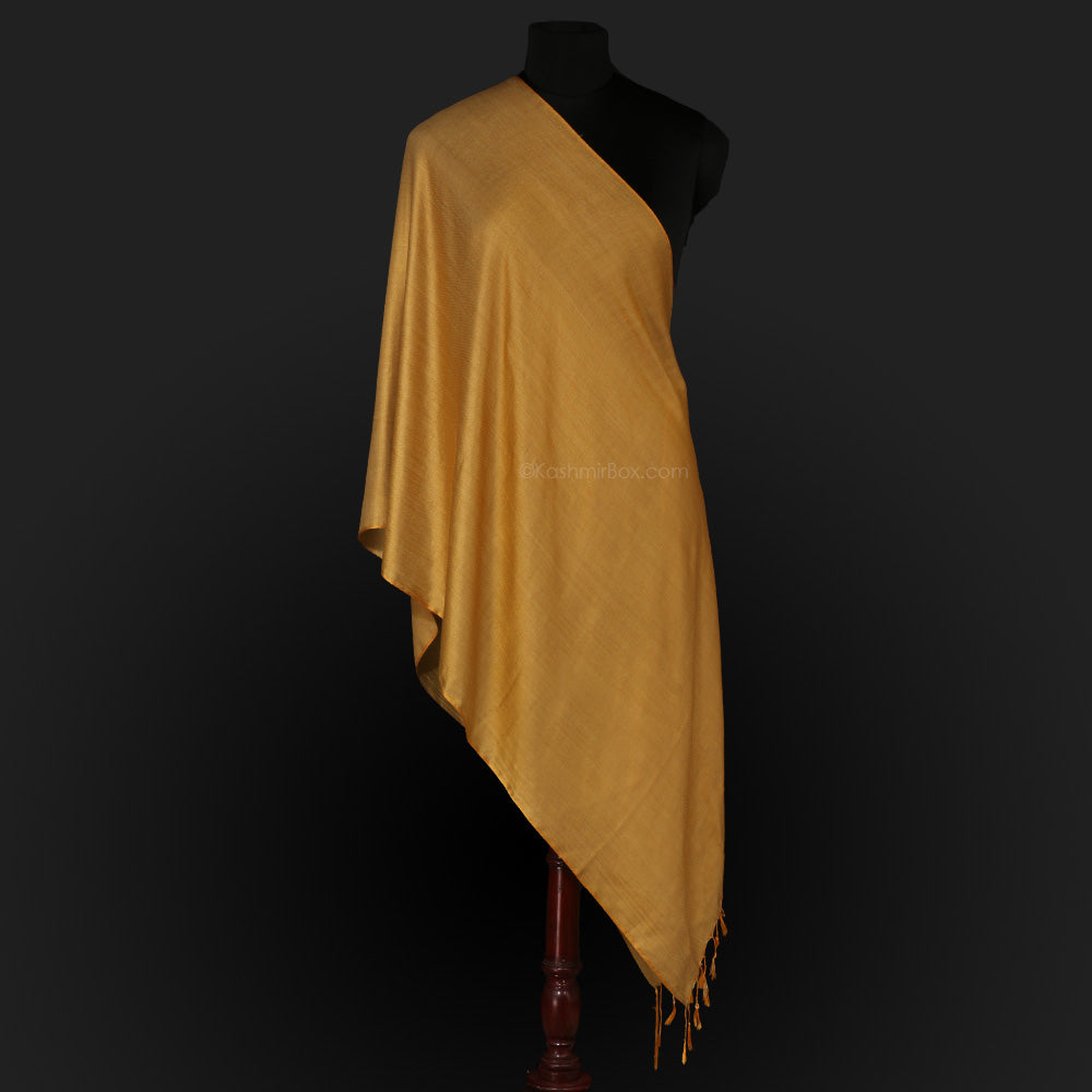 Mustard Katan Silk Stole - KashmirBox.com
