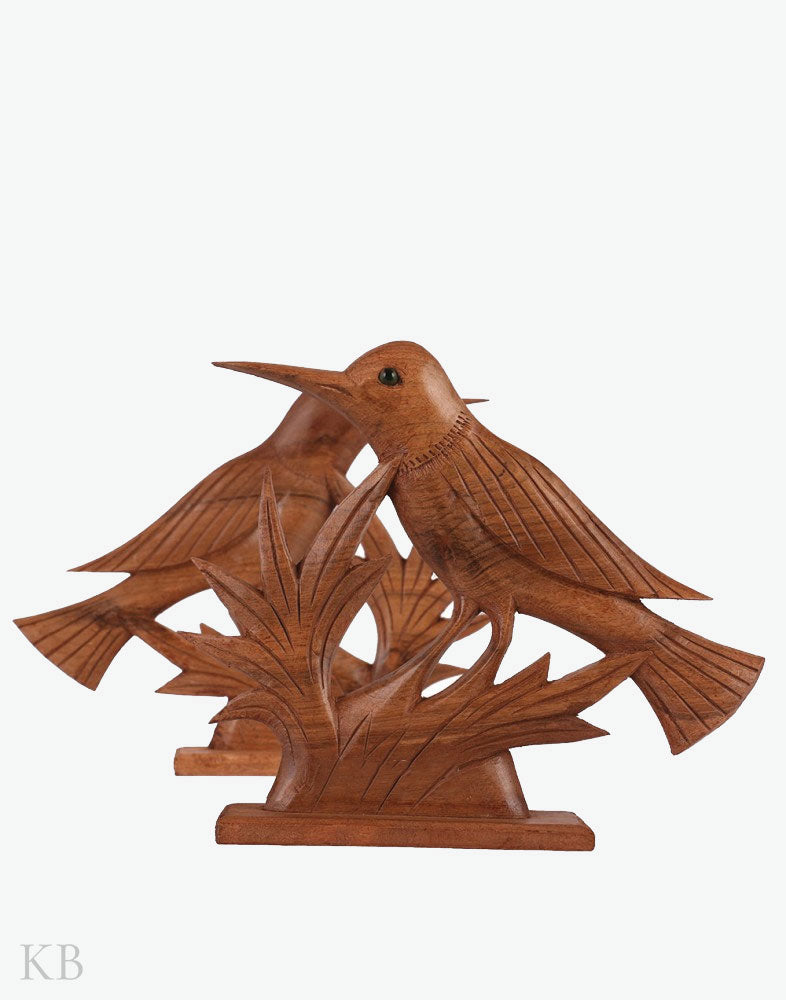 Walnut Wood Kingfisher Standing Decor - Kashmir Box