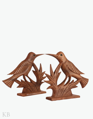Walnut Wood Kingfisher Standing Decor - Kashmir Box