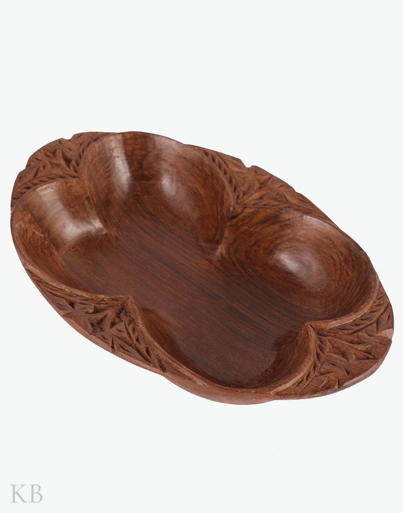 Walnut Wood Oval Serving Bowls - Kashmir Box