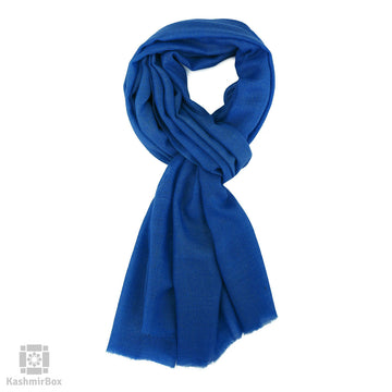 Lapis Blue Wool Stole - KashmirBox.com