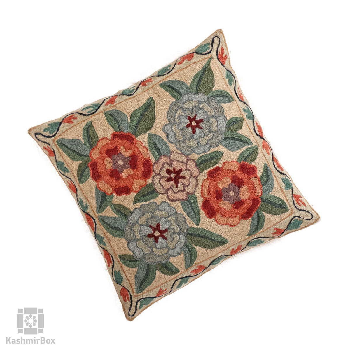 Floral Bouquet Handmade Cushion Cover (Set of 3) - KashmirBox.com