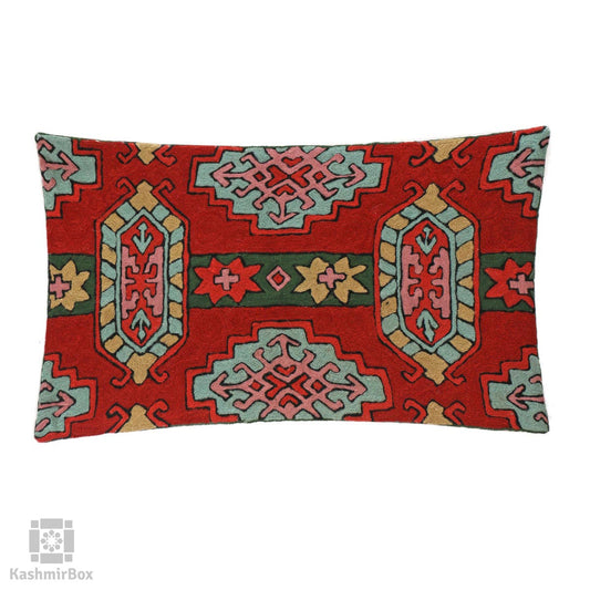 Geometric Chainstitch Handmade Pillow Cover (Set of 2) - Kashmir Box