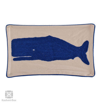 Blue Fish Embroidered Pillow Cover (Set of 2) - Kashmir Box