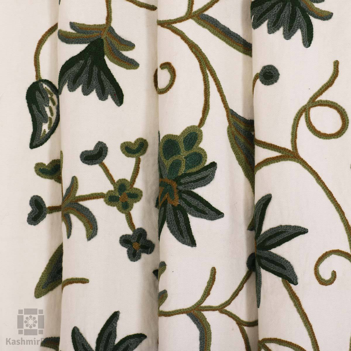 White Pine Flowery Embroidered Curtain - KashmirBox.com