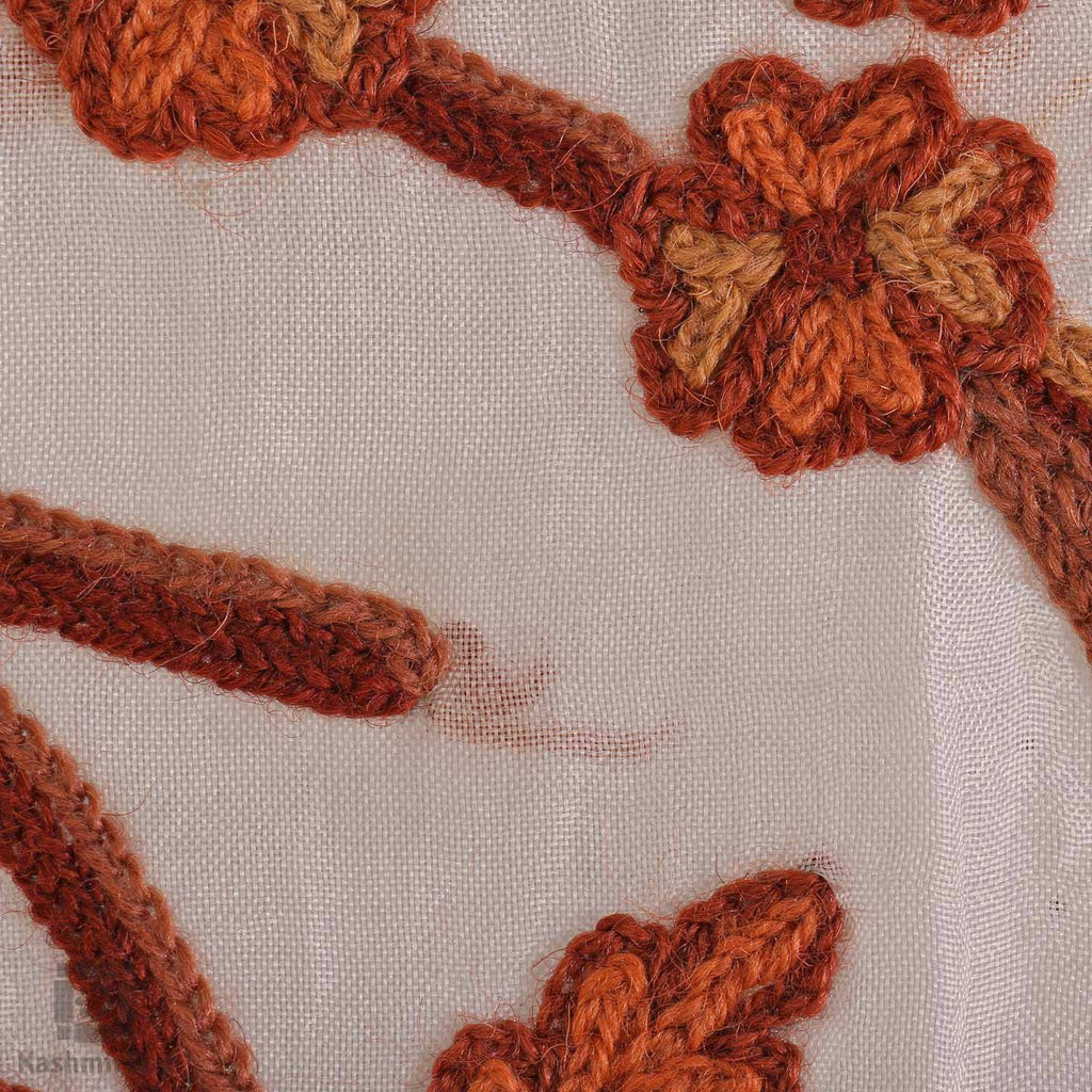 White Jewel Crewel Embroidered Curtain - KashmirBox.com