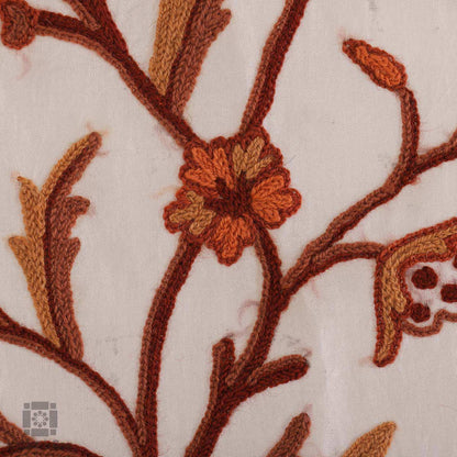 White Jewel Crewel Embroidered Curtain - KashmirBox.com
