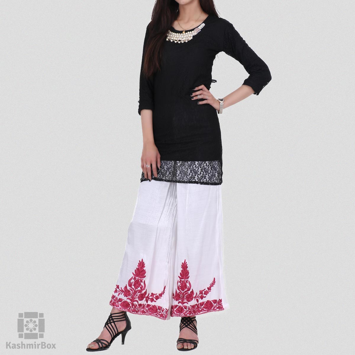 30 White Palazzo With Long Kurti Contrast 2020  White Trouser Contrast   Palazzo Suit Designs  YouTube