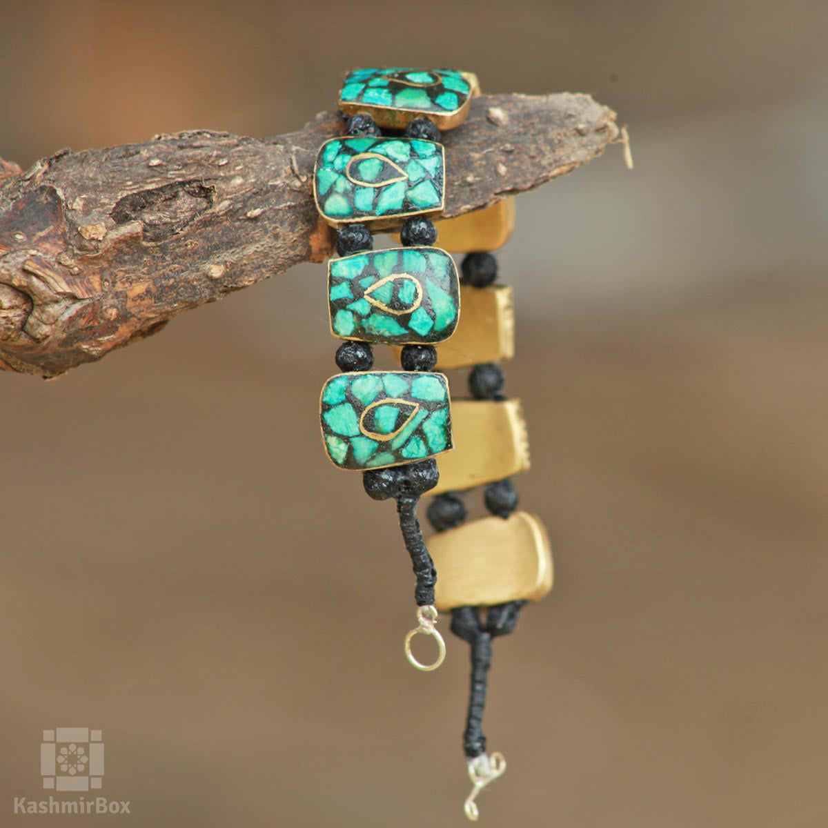 Squared Handmade Turquoise Bracelet - KashmirBox.com