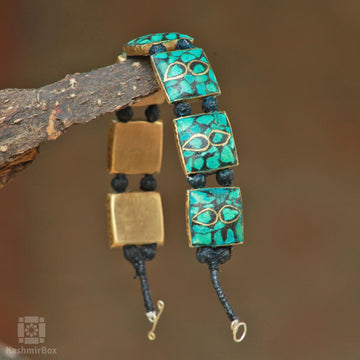 Leaved Turquoise Handmade Bracelet - KashmirBox.com