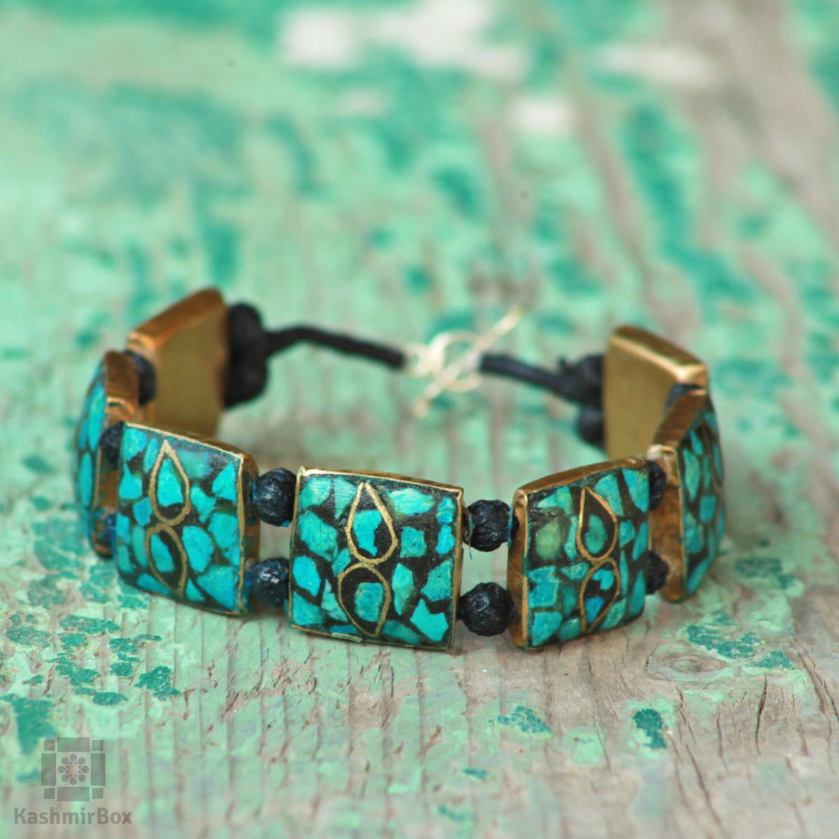 Leaved Turquoise Handmade Bracelet - KashmirBox.com