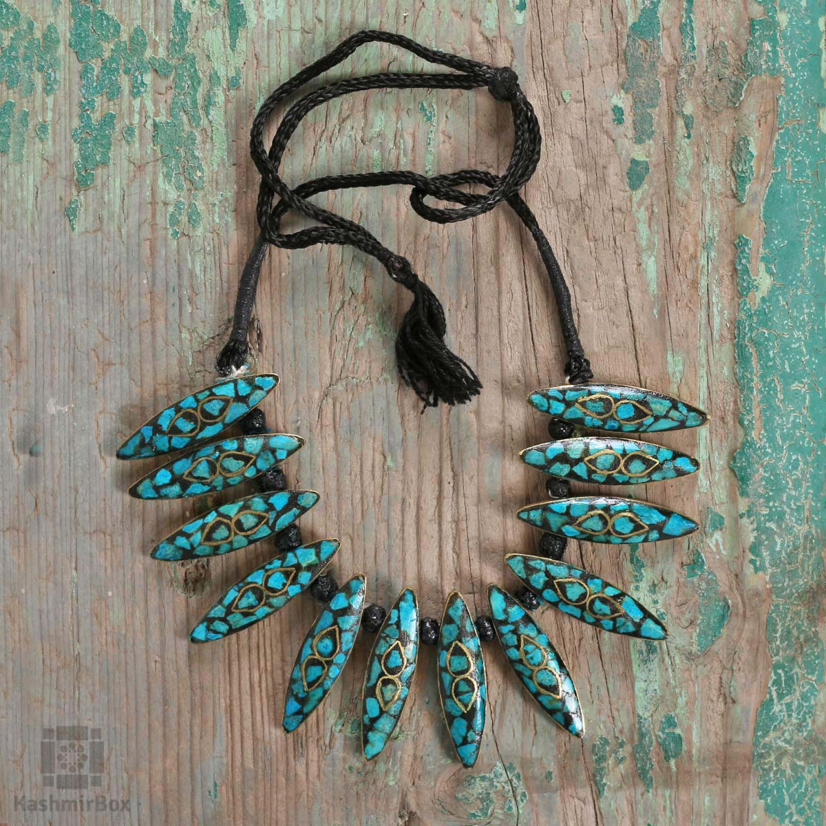 Leaved Turquoise Handmade Necklace Set - KashmirBox.com