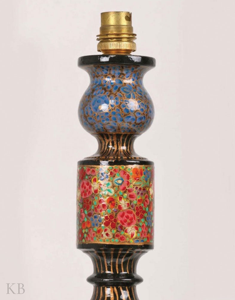 Blue Hazara Paper Mache Table Lamp - Kashmir Box