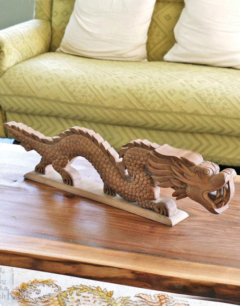 Walnut Wood Carved Dragon Sculpture - Kashmir Box