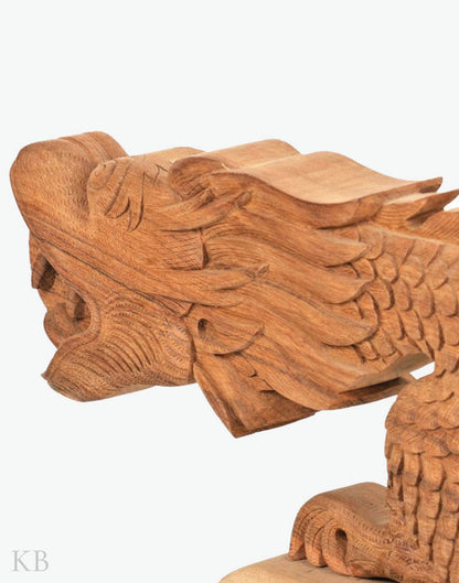Walnut Wood Carved Dragon Sculpture - Kashmir Box