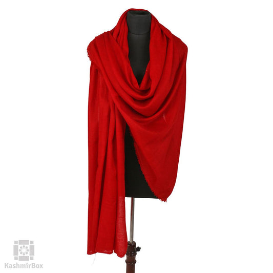 Candy Red Solid Styled Cashmere Pashmina Shawl - Kashmir Box