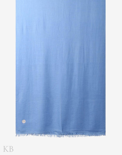 GI Certified Sky Blue Solid Cashmere Pashmina Stole - Kashmir Box