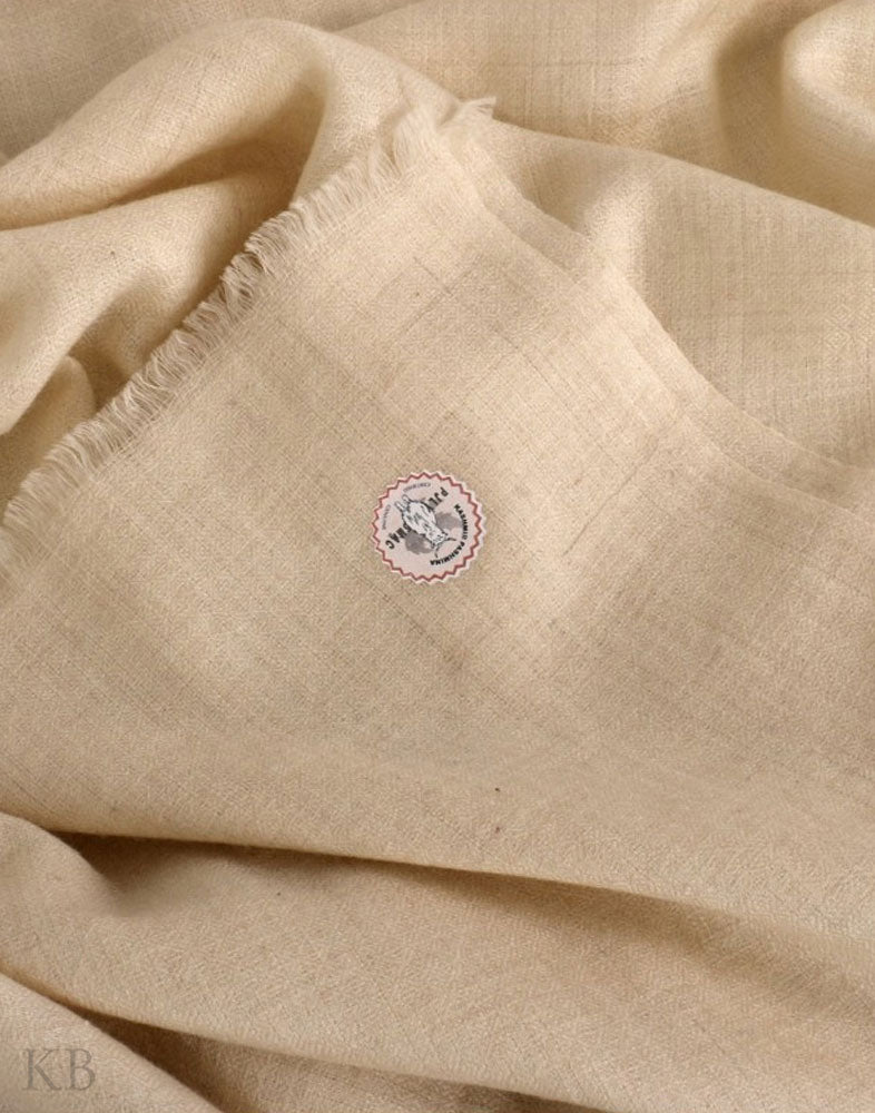 GI Certified Natural White Solid Cashmere Pashmina Stole - Kashmir Box