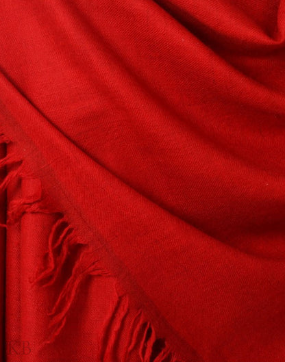 GI Certified Red Solid Cashmere Pashmina Shawl - Kashmir Box
