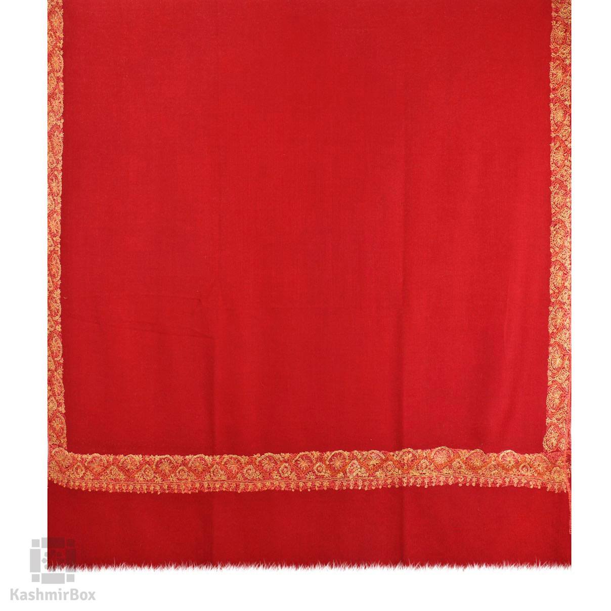 Scarlett Red Sozni Kari Doredar Woolen Shawl - Kashmir Box