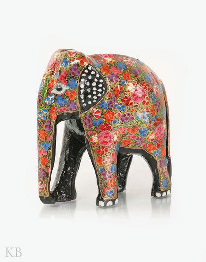 Multicoloured Floral Paper Mache Elephants (Set of 3) - Kashmir Box