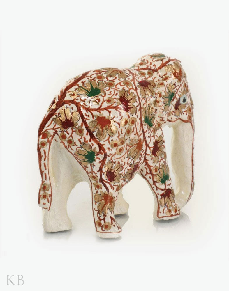 Gold Vine Handmade Paper Mache Elephants (Set of 3) - Kashmir Box