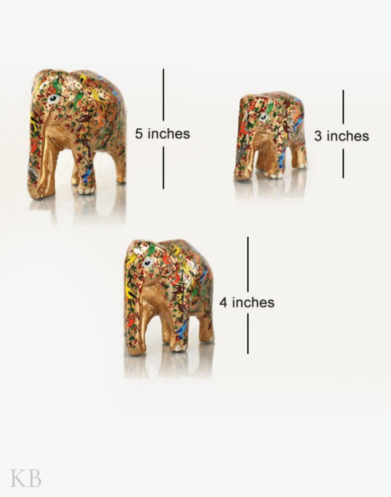 Tree Of Life Paper Mache Elephants (Set of 3) - Kashmir Box