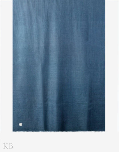 GI Certified Spruce Blue Solid Cashmere Pashmina Shawl - Kashmir Box
