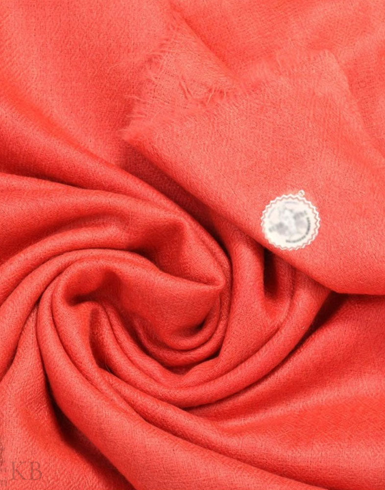 GI Certified Strawberry Pink Solid Cashmere Pashmina Stole - Kashmir Box