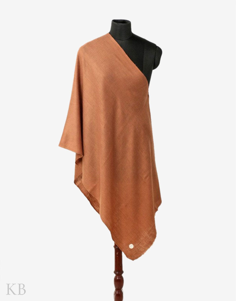 GI Certified Tawny Brown Solid Cashmere Pashmina Stole - Kashmir Box