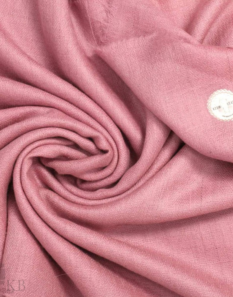 GI Certified Rose Pink Solid Cashmere Pashmina Stole - Kashmir Box