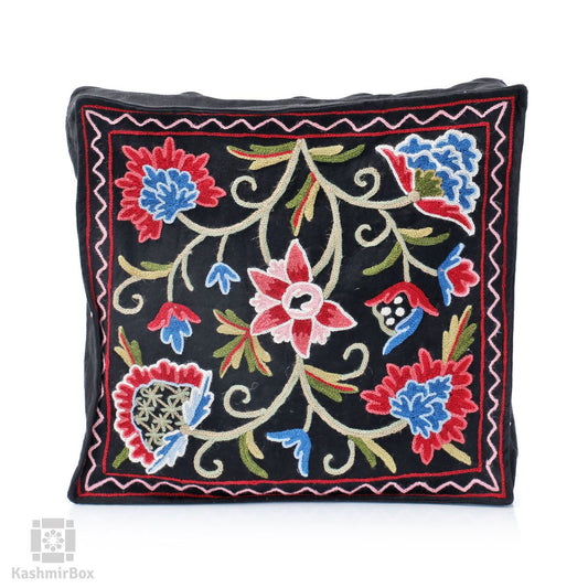 Mushk Crewel Hand Embroidered Cushion Cover - Kashmir Box
