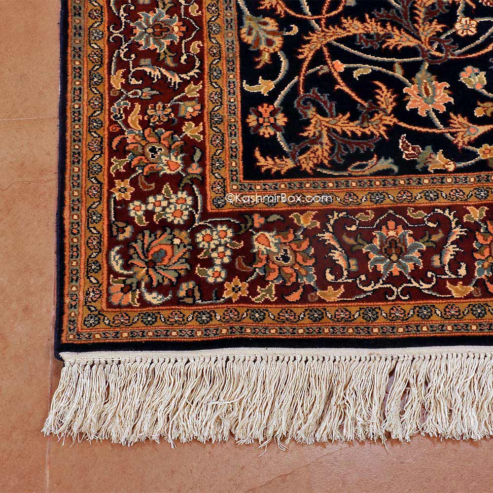 Black Kashan Silk Carpet - KashmirBox.com