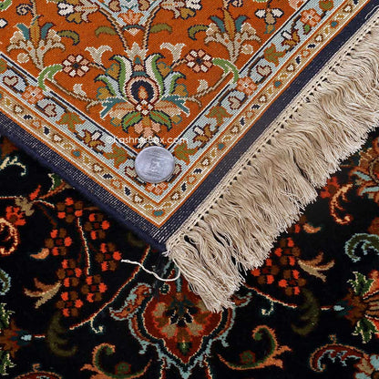 Black Kashan Silk Carpet - KashmirBox.com