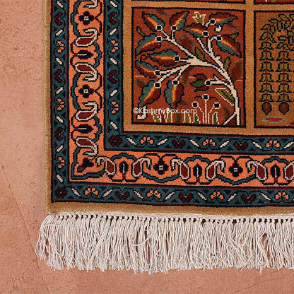 Golden Dabdar Silk Carpet - KashmirBox.com
