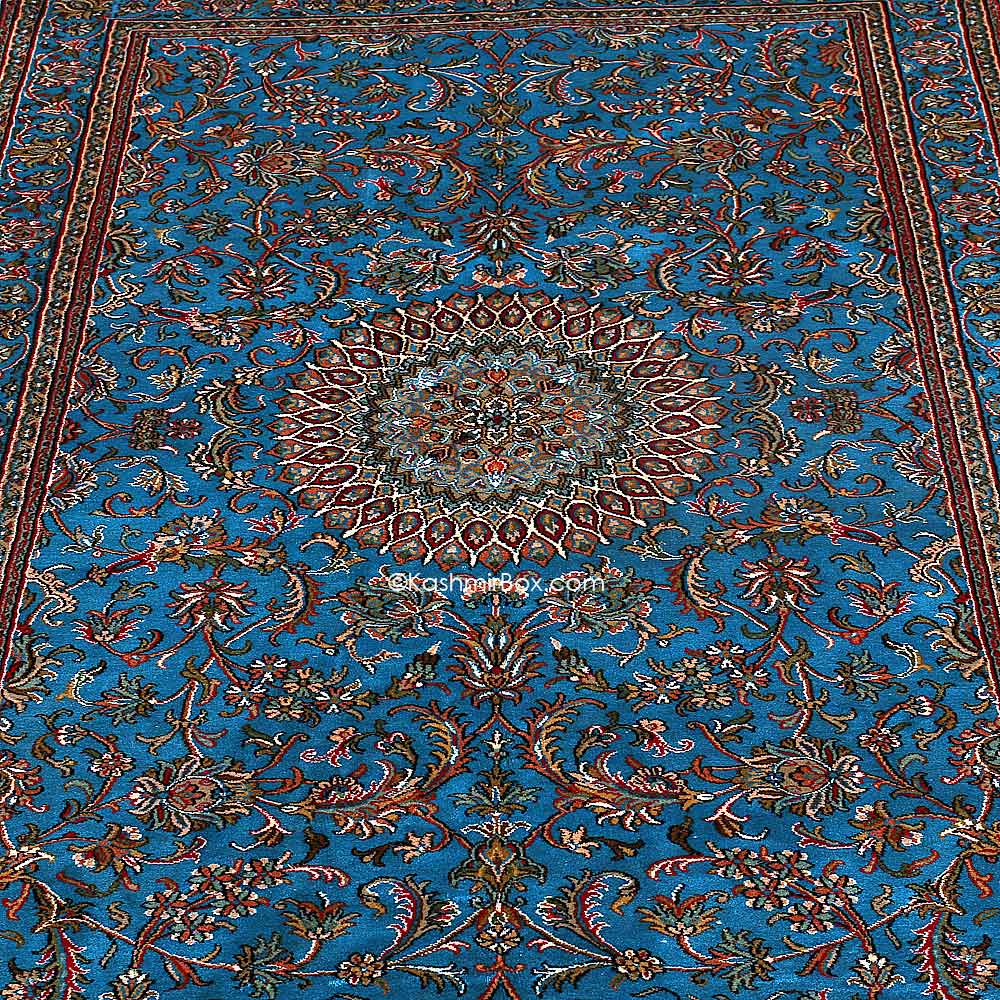 Ferozi Kashan Silk Carpet - KashmirBox.com
