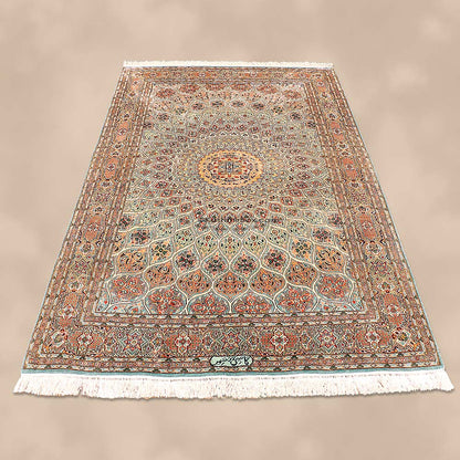Pastel Teal Khatam Band Carpet - KashmirBox.com