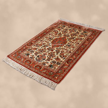 Orange Silk Carpet - KashmirBox.com
