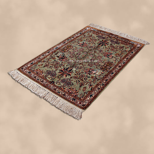 Green Silk  Carpet - KashmirBox.com